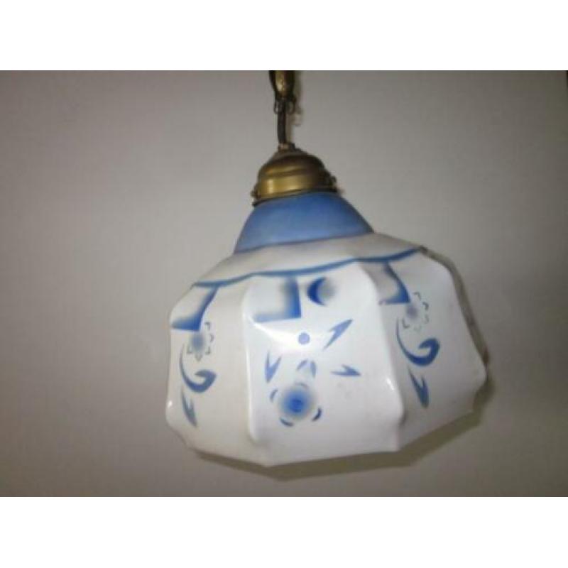 Hanglamp groot art deco art nouveau jugendstil glas blauw