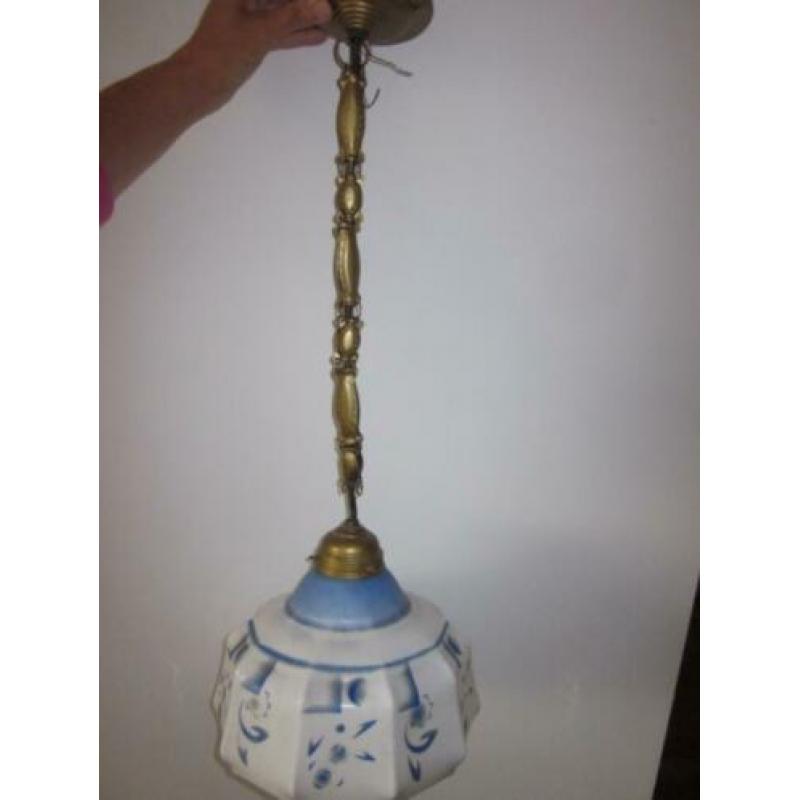 Hanglamp groot art deco art nouveau jugendstil glas blauw