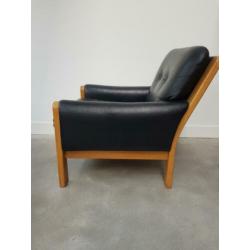 2x vintage leren fauteuil - Deens Design - 70s