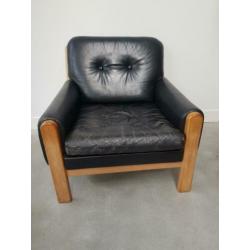 2x vintage leren fauteuil - Deens Design - 70s