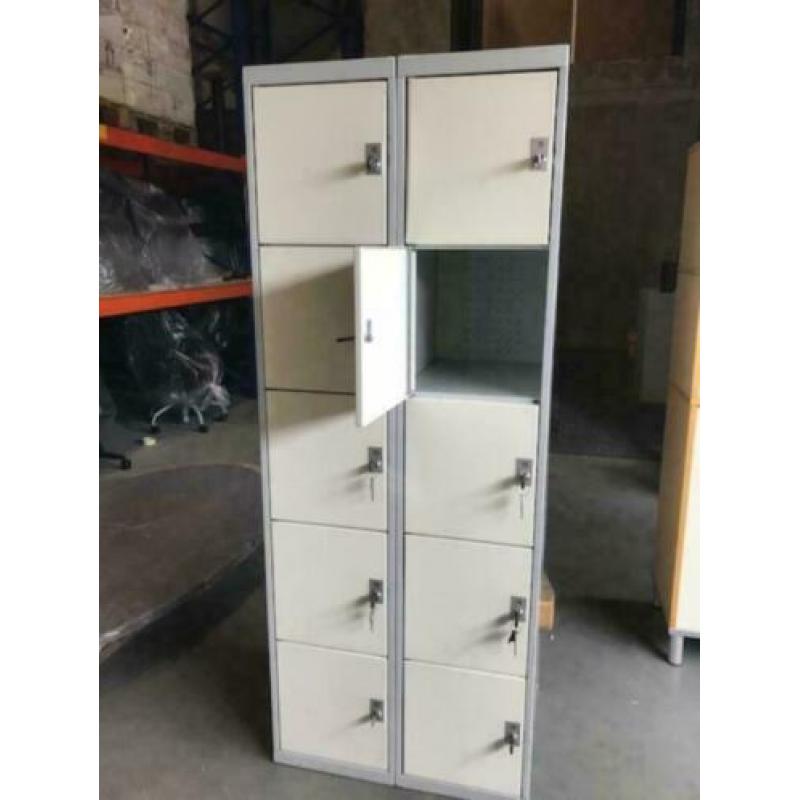 Lockerkast Oostwoud 10 deurs afm. 180x70x50cm cremewit/grijs