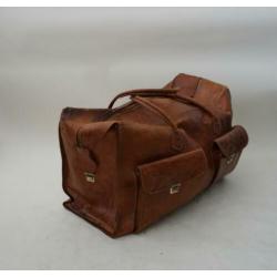 Antieke leren valies reistas brocante leren travelbag