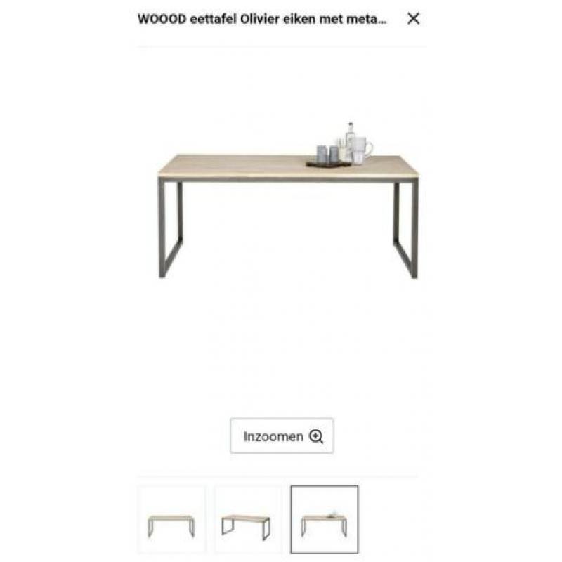 Industriële eettafel 180 WOOOD Olivier eiken