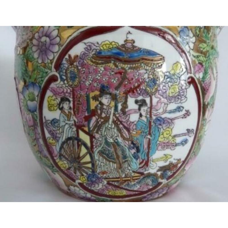 Chinese polychrome cachèpot(Bloempot)Mille Fleur (K) Canton