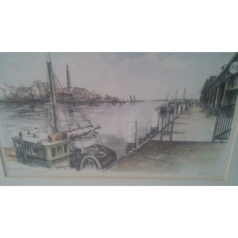 Bob Brobbel, ingekleurde litho met aquarel. Vishal IJmuiden.