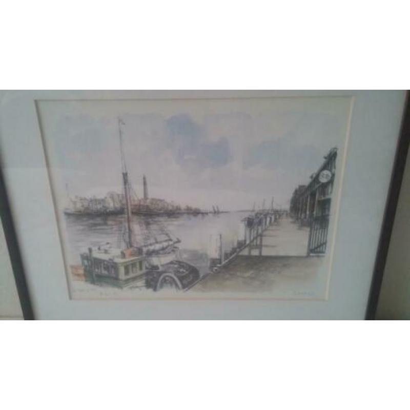 Bob Brobbel, ingekleurde litho met aquarel. Vishal IJmuiden.