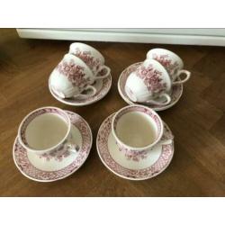 Mason's stratford pink 6 grote koffie kop met schotel