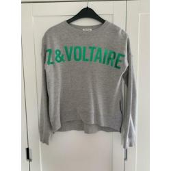 Zadig&Voltaire sweater grijs met groen merklogo mt.152 ZGAN