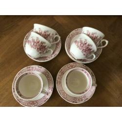 Mason's stratford pink 6 grote koffie kop met schotel