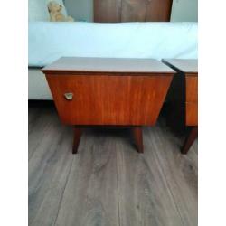 Vintage Nachtkastjes Set, Deens, Teak, Pootjes, Jaren 50/60