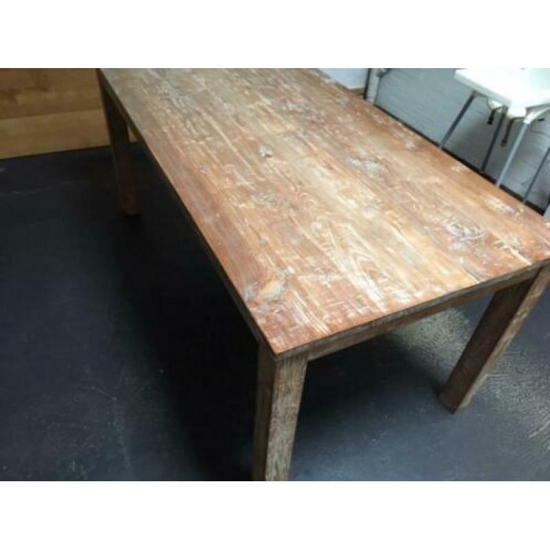 Stoer! mooi massief teak houten eettafel 90x180 cm