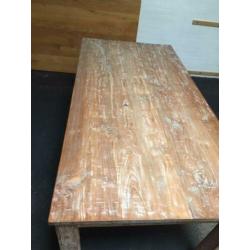 Stoer! mooi massief teak houten eettafel 90x180 cm