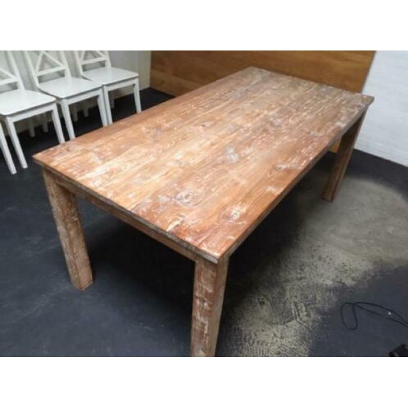 Stoer! mooi massief teak houten eettafel 90x180 cm