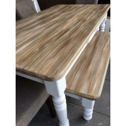 Landelijke massieve Eettafel en Salontafel met stoelen