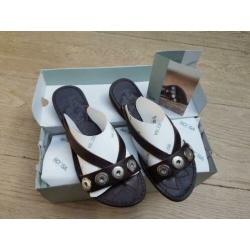 Nieuw *NOOSA Amsterdam Slippers Grey / Brown 100% leder 36