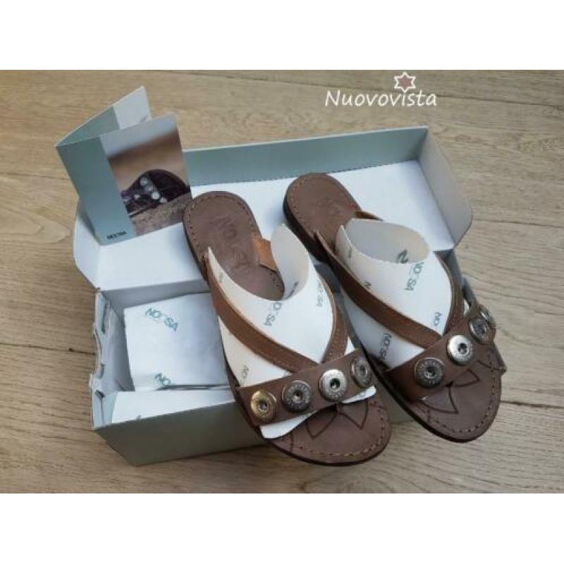 Nieuw *NOOSA Amsterdam Slippers Grey / Brown 100% leder 36