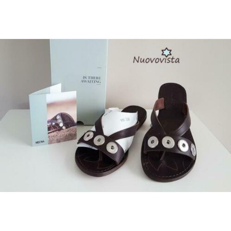 Nieuw *NOOSA Amsterdam Slippers Grey / Brown 100% leder 36