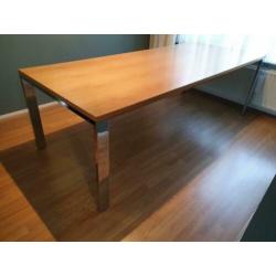 Design eetkamer tafel 240 cm x100 cm chroom frame eiken