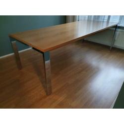 Design eetkamer tafel 240 cm x100 cm chroom frame eiken