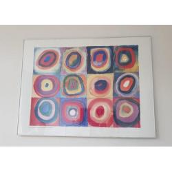 Grote Kandinsky, 'Concentrische cirkels ' , lijst met glas