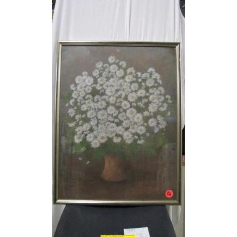 9267 - pastel achter glas bloemen Olive 1998 - € 15