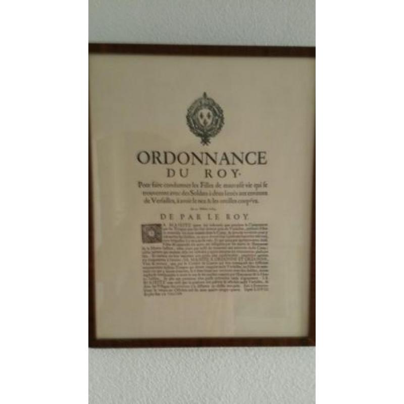 Antieke Koninklijke Ordonnance 1684