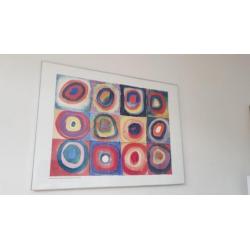 Grote Kandinsky, 'Concentrische cirkels ' , lijst met glas