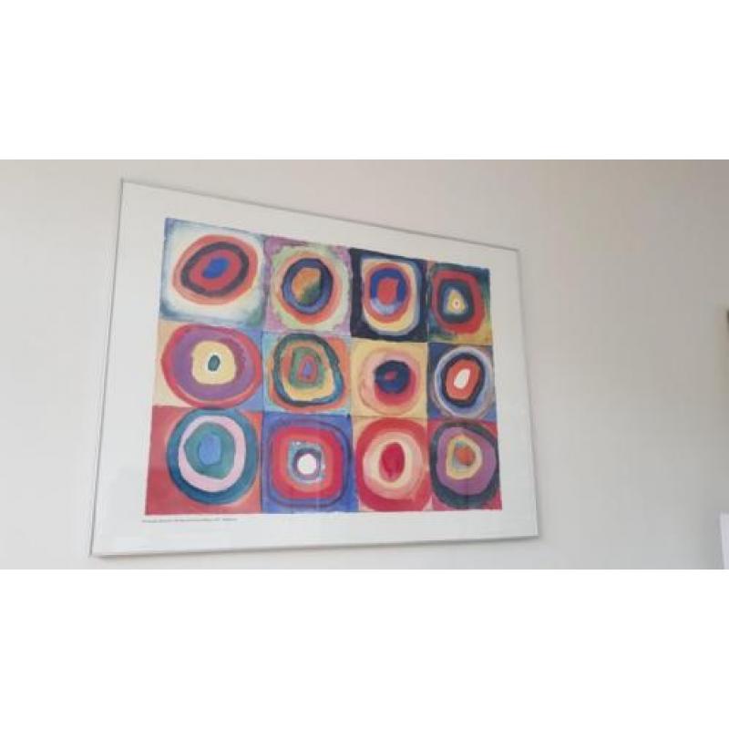 Grote Kandinsky, 'Concentrische cirkels ' , lijst met glas