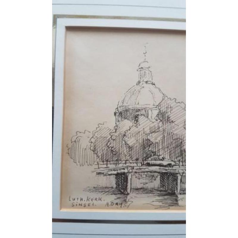 tekening Lutherse Kerk Singel Amsterdam Charles