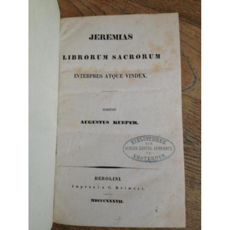 Jeremias librorum sacrorum interpres 1837 halfleren band