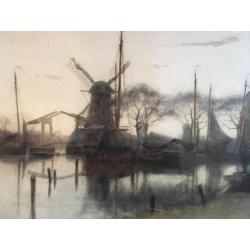 Schilderij "Molen aan de Vecht" van J.H. Wijsmuller