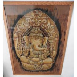 Batikdoek van Ganesh in schilderijlijst met glas