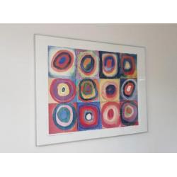 Grote Kandinsky, 'Concentrische cirkels ' , lijst met glas