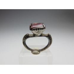 Medieval silver children's ring with garnet inlay