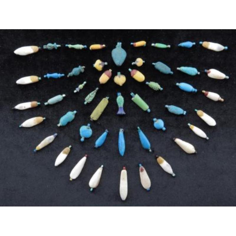 Collection of Egyptian faience Amarna flower and flower peta