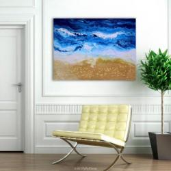 Groot Strand en Zee Schilderij Modern Abstract Schilderij