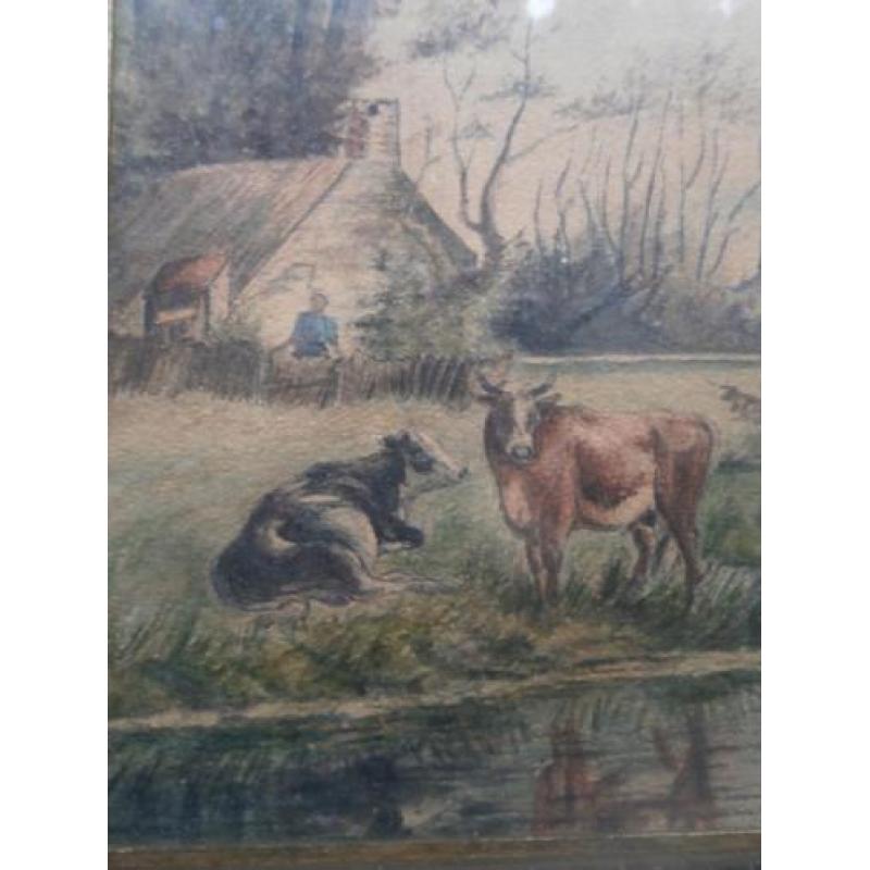 Landsch Koeien,/Boerin,Aquar/Pastel, ARENDSEN, 1836