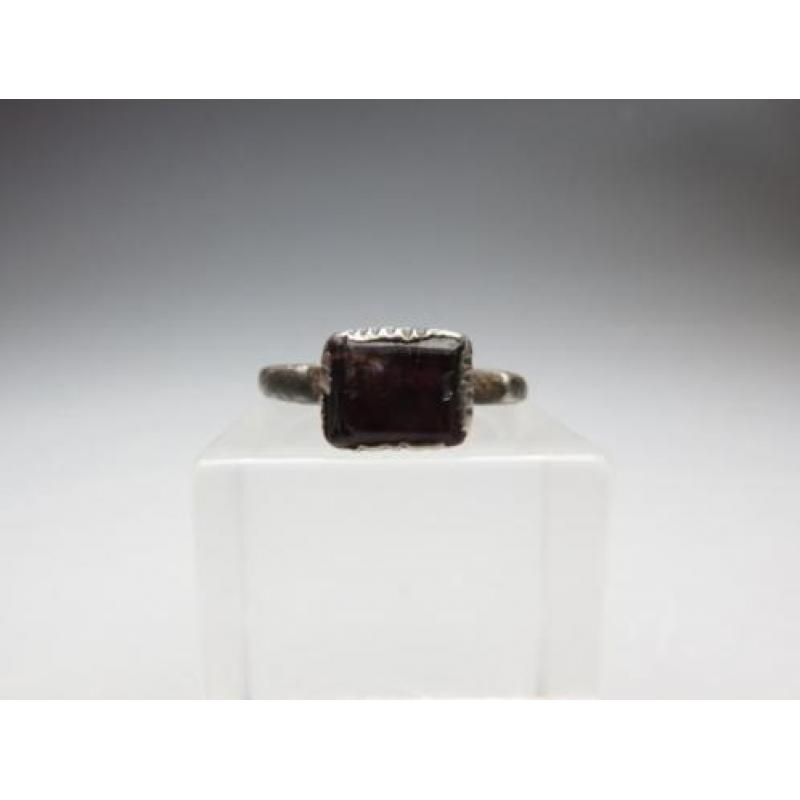 Medieval silver children's ring with garnet inlay