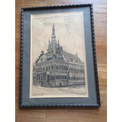 Pentekening Stadhuis Franeker. H. Estgerbuh