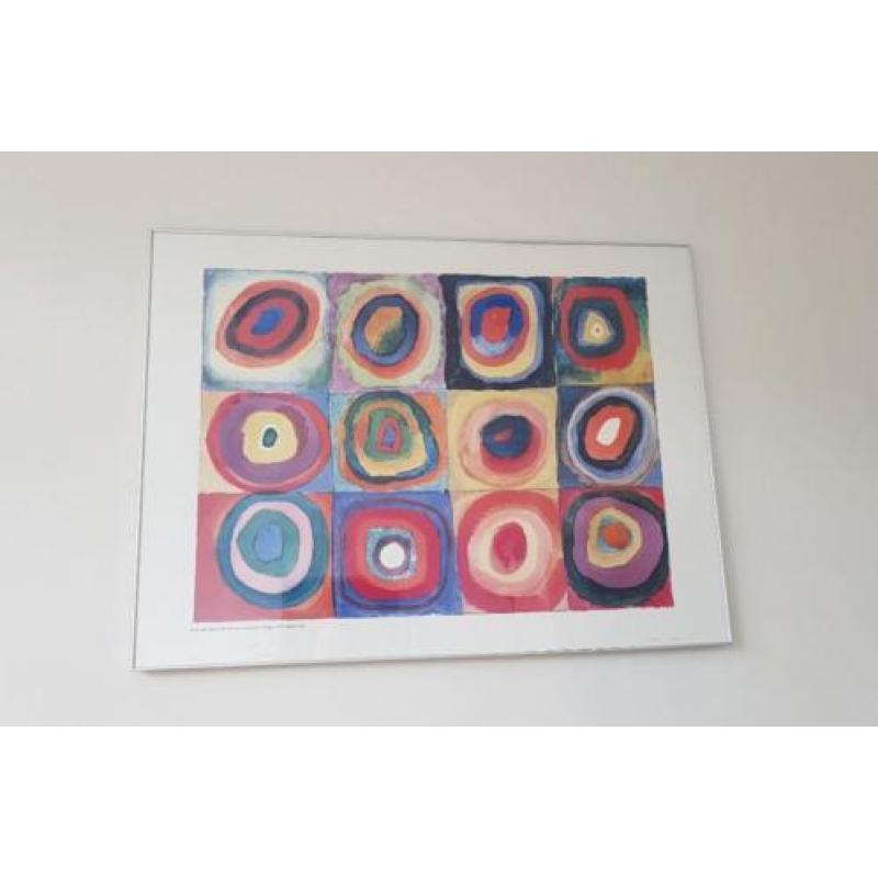 Grote Kandinsky, 'Concentrische cirkels ' , lijst met glas