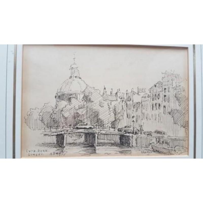 tekening Lutherse Kerk Singel Amsterdam Charles