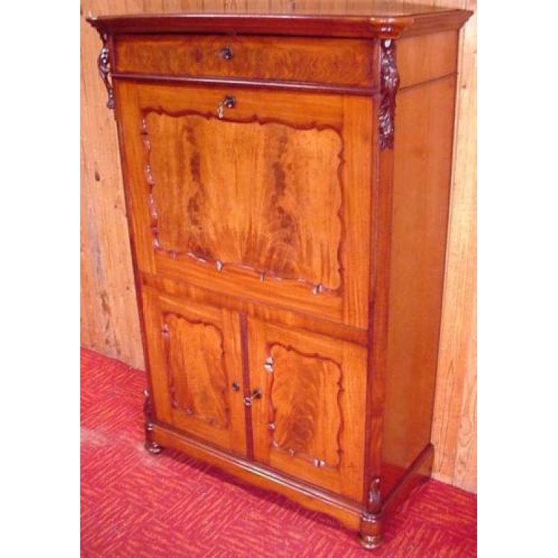 Antiek Biedermeier Strak mahoniehouten klep secretaire buro