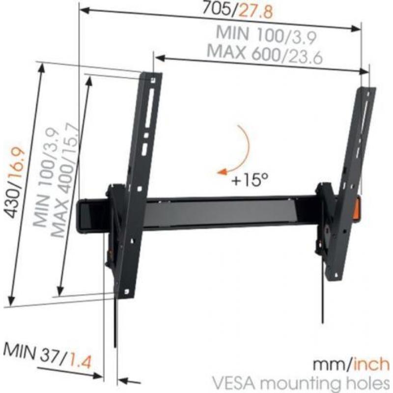 Vogels WALL 3315 zwart muurbeugels