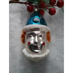 Oude kerstbal grote clown/pierrot kerstversiering