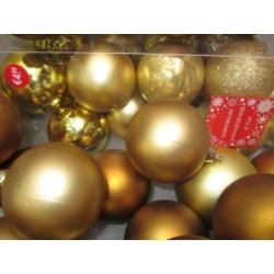 65 Gouden Kunststof Koperkleurige Kerstballen Diameter 6,5