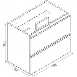 Wiesbaden onderkast 60cmx36cm zo.wastafel wit