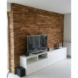 houtstrip houten wand sloophout barnwood ipv behang uniek