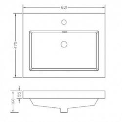 Wastafel Luna 60X47 Wit