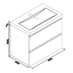 Wiesbaden onderkast 60cmx36cm zo.wastafel wit