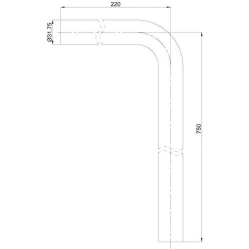 Rvs-Look Vloerbuis 750X220X32Mm